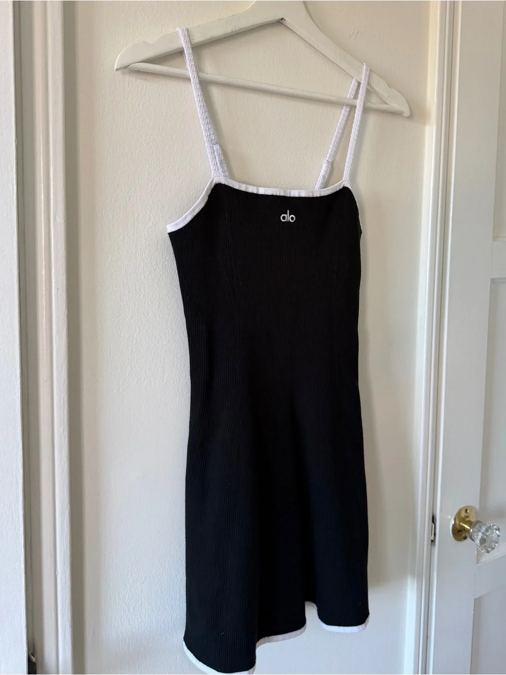 ALO *NWOT* Black / White Highline Ribbed Sweater Knit Dress - Picture 2 of 9